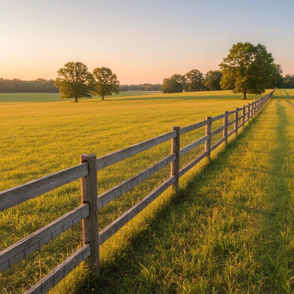 Split-rail ranch and pasture fence along a rural Southeast Nebraska property line